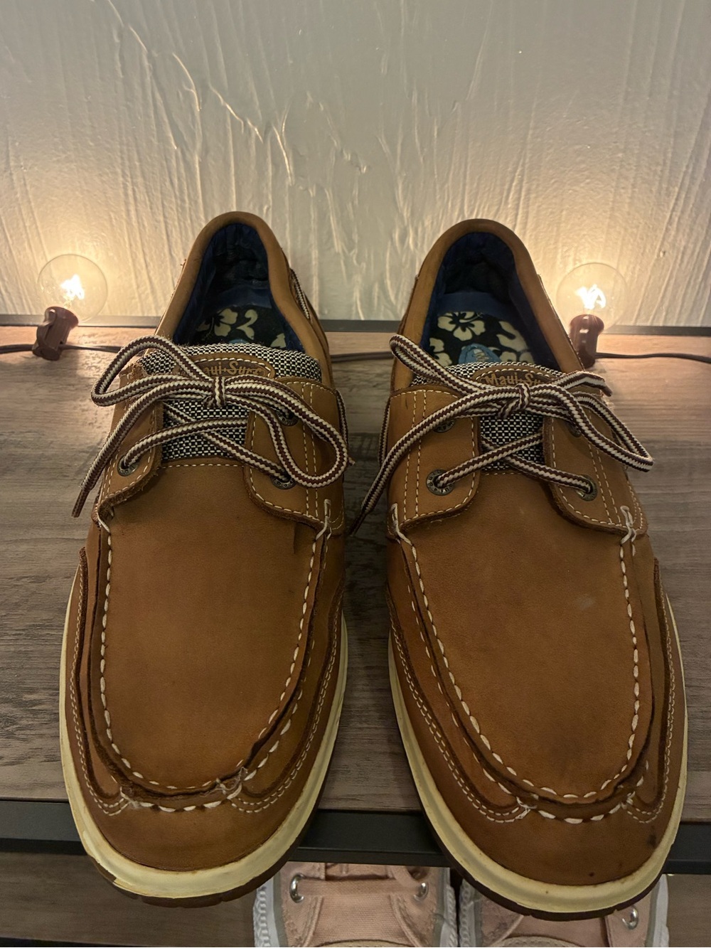 Men's Maui Surf Co. Brand Casual Brown Leather Boat Shoes Size 11